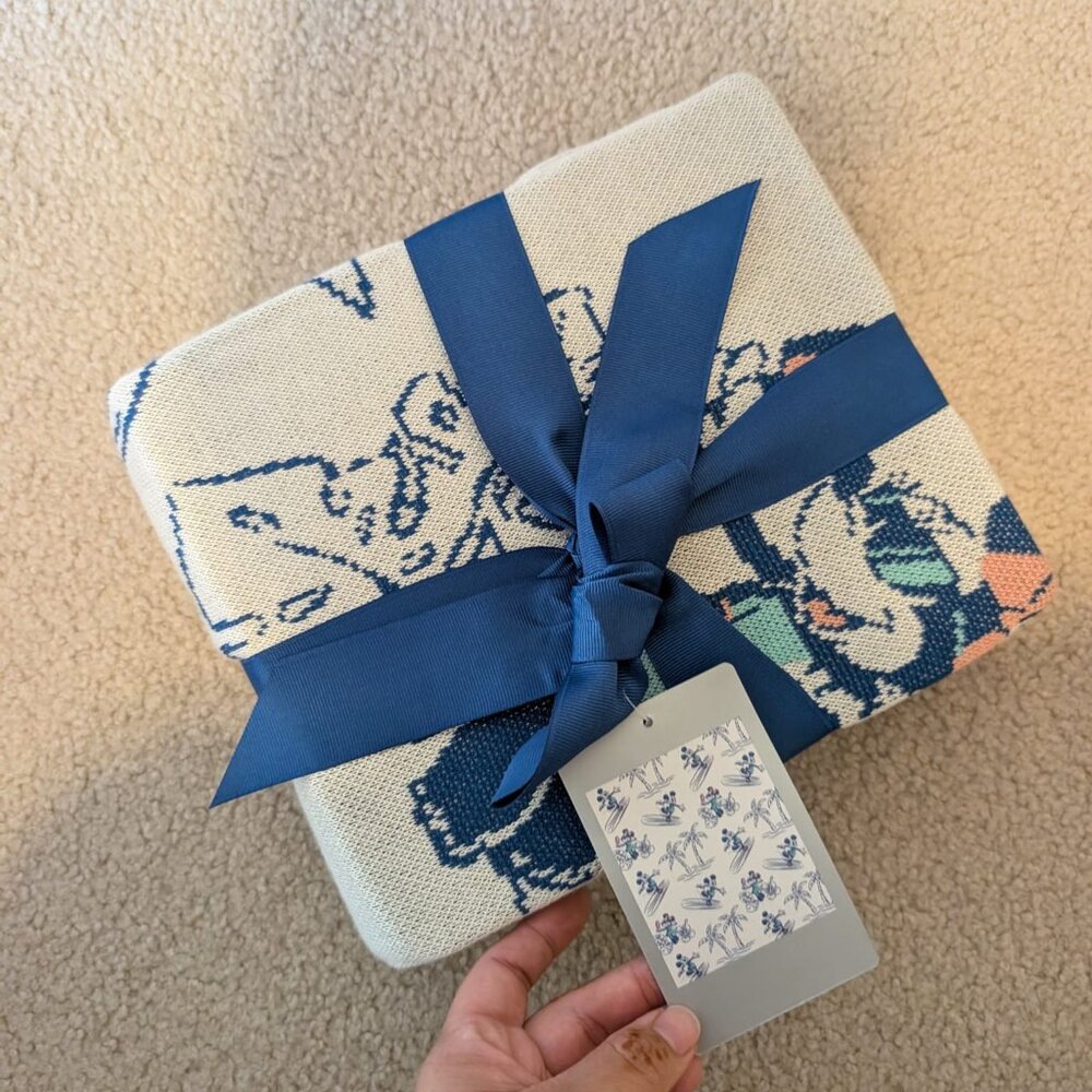 NWT Disney Throw Lightweight Blanket Surfer Mickey & Minnie Sun Surf Repeat 2025